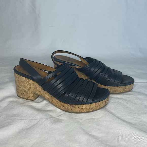 Coclico Mosh Navy Leather Cork Platform Sandal - Picture 2 of 3